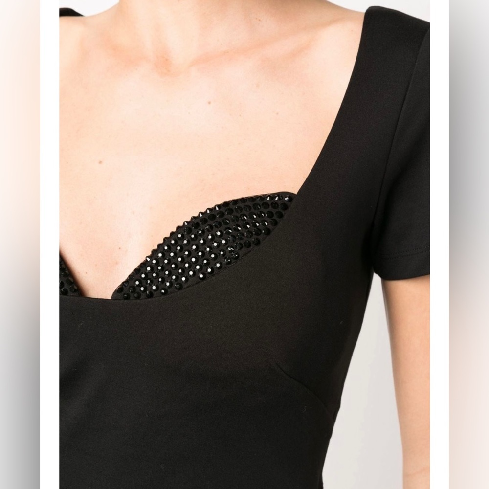 AREA
crystal-embellished cropped T-shirt